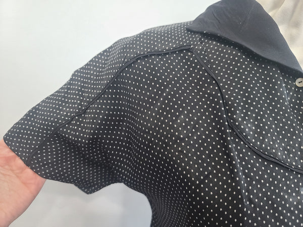 German Black Polka Dot Artificial Silk Dress <br> (B-41" W-32" H-41")