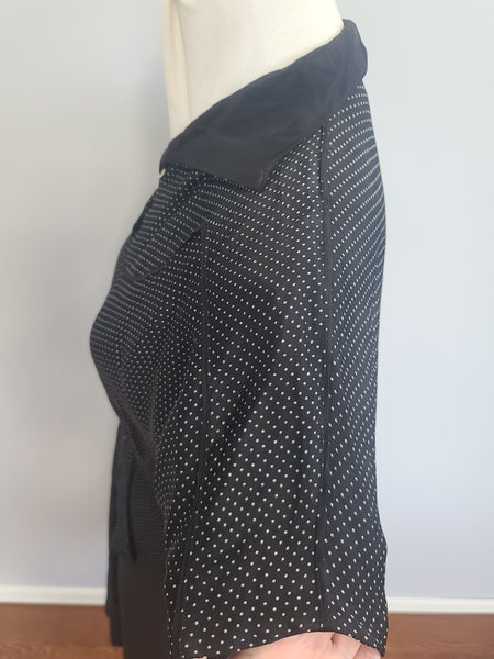 German Black Polka Dot Artificial Silk Dress <br> (B-41" W-32" H-41")