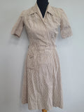 Army Nurse Seersucker Hospital Dress <br> (B-35" W-27" H-36")
