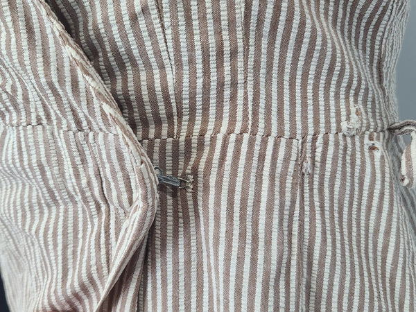 Army Nurse Seersucker Hospital Dress <br> (B-35" W-27" H-36")