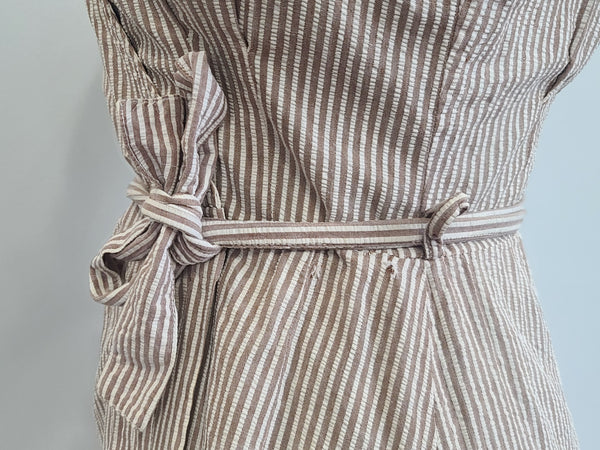 Army Nurse Seersucker Hospital Dress <br> (B-35" W-27" H-36")