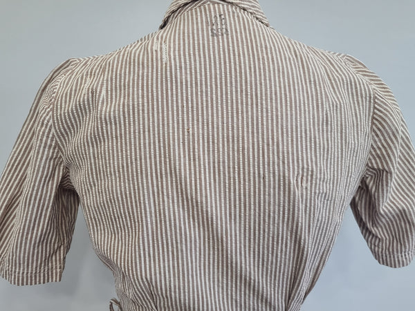 Army Nurse Seersucker Hospital Dress <br> (B-35" W-27" H-36")
