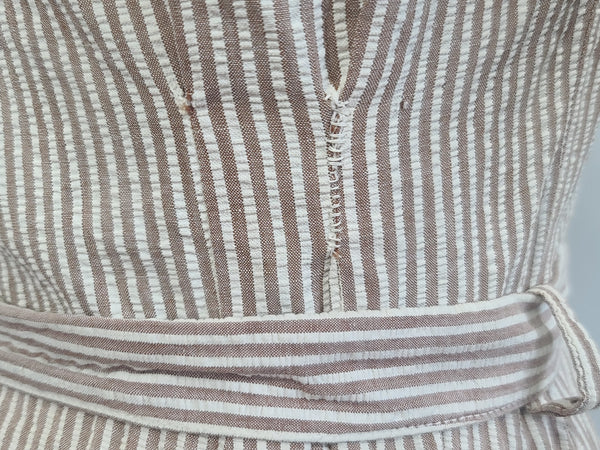 Army Nurse Seersucker Hospital Dress <br> (B-35" W-27" H-36")