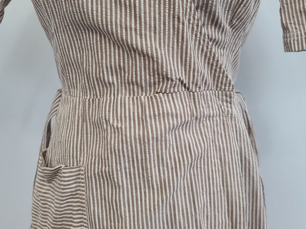 Army Nurse Seersucker Hospital Dress <br> (B-35" W-27" H-36")