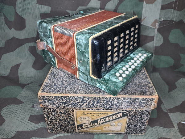 German Celluloid Accordion in Box WORKING