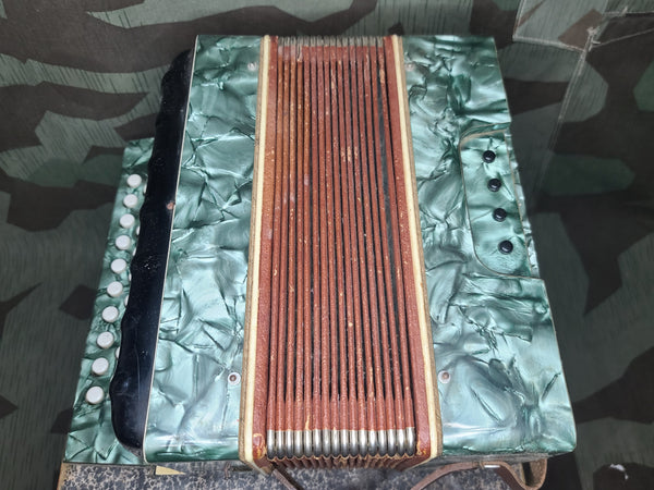 German Celluloid Accordion in Box WORKING
