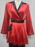 Satin Red and Black Jacket and Pants Loungewear Set <br> (B-40" W-26" H-37")