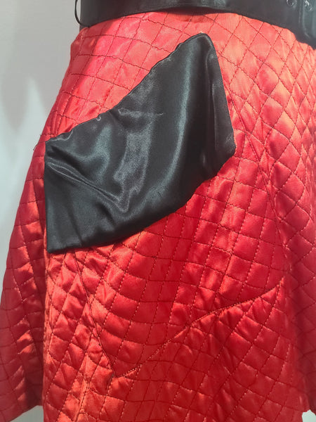 Satin Red and Black Jacket and Pants Loungewear Set <br> (B-40" W-26" H-37")