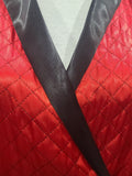 Satin Red and Black Jacket and Pants Loungewear Set <br> (B-40" W-26" H-37")