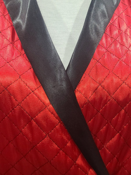 Satin Red and Black Jacket and Pants Loungewear Set <br> (B-40" W-26" H-37")