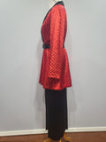 Satin Red and Black Jacket and Pants Loungewear Set <br> (B-40" W-26" H-37")