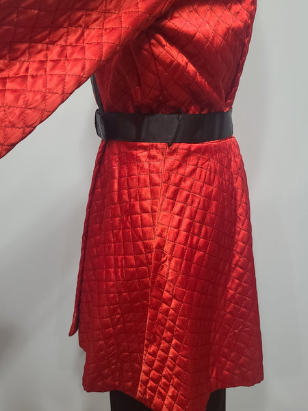 Satin Red and Black Jacket and Pants Loungewear Set <br> (B-40" W-26" H-37")