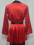 Satin Red and Black Jacket and Pants Loungewear Set <br> (B-40" W-26" H-37")