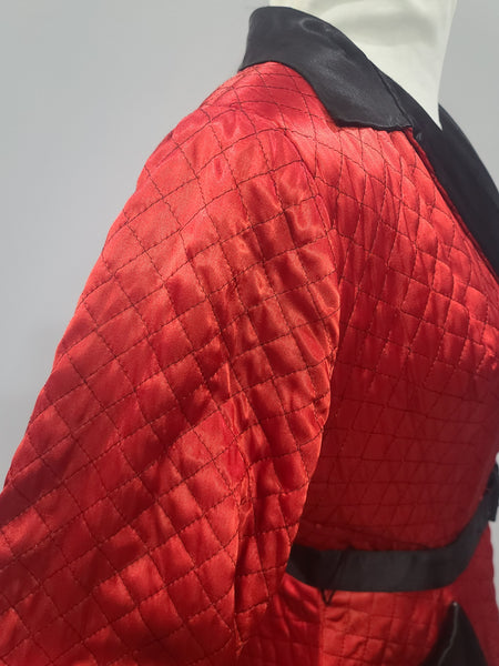 Satin Red and Black Jacket and Pants Loungewear Set <br> (B-40" W-26" H-37")