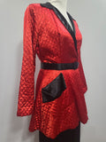 Satin Red and Black Jacket and Pants Loungewear Set <br> (B-40" W-26" H-37")