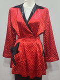 Satin Red and Black Jacket and Pants Loungewear Set <br> (B-40" W-26" H-37")