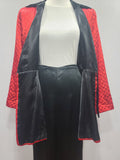 Satin Red and Black Jacket and Pants Loungewear Set <br> (B-40" W-26" H-37")