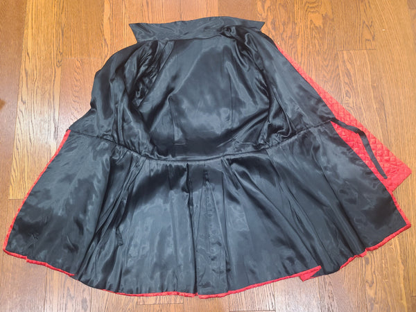 Satin Red and Black Jacket and Pants Loungewear Set <br> (B-40" W-26" H-37")