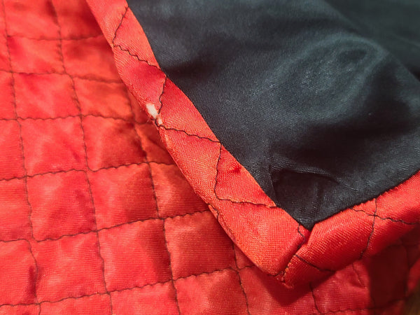 Satin Red and Black Jacket and Pants Loungewear Set <br> (B-40" W-26" H-37")