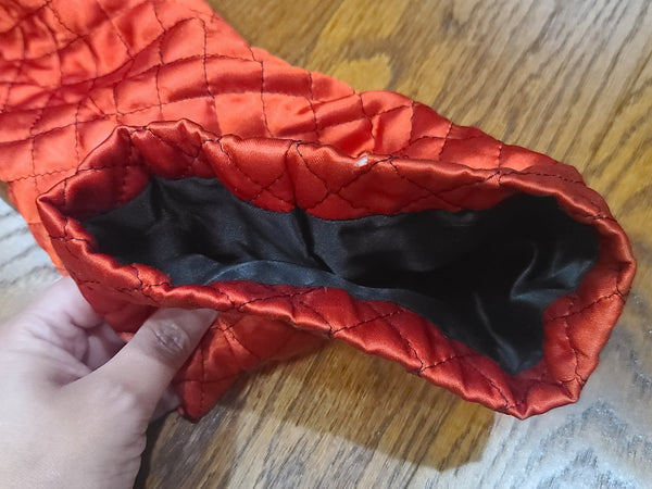 Satin Red and Black Jacket and Pants Loungewear Set <br> (B-40" W-26" H-37")