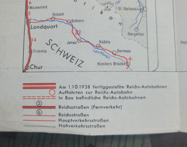Aral Road Map Munich Pre War 1938