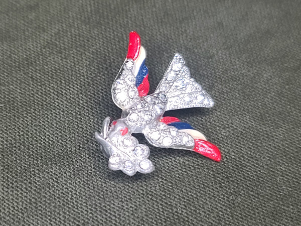 Small Patriotic Rhinestone Bird Pin