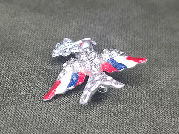 Small Patriotic Rhinestone Bird Pin