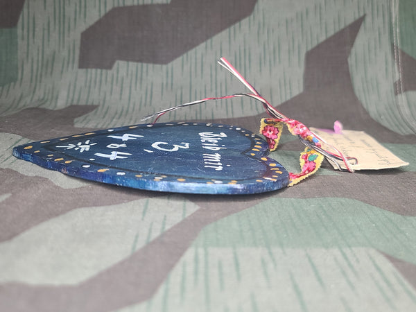 Wooden Painted Heart with Lazarett Tag