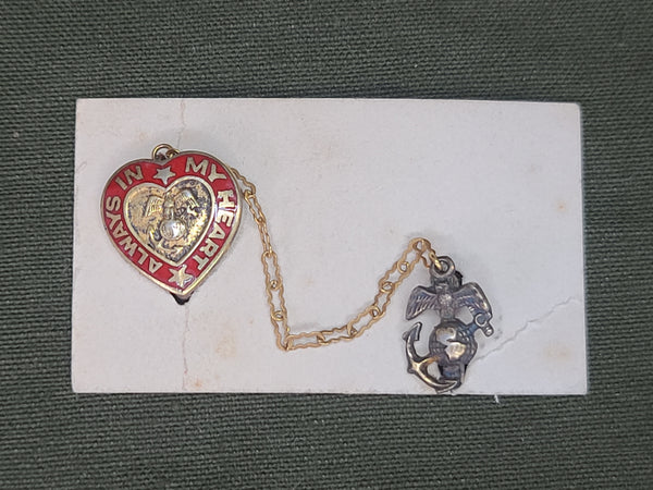 Always in my Heart USMC Sweetheart Chain Pin Sterling