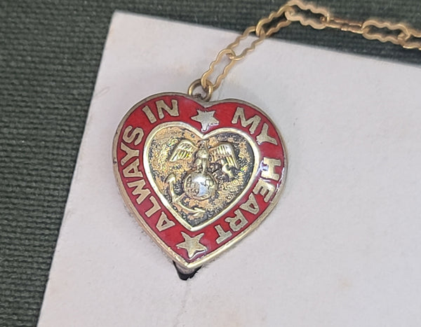 Always in my Heart USMC Sweetheart Chain Pin Sterling
