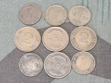 Lot of 9 Weimar Reichspfennig Coins