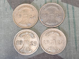Lot of 9 Weimar Reichspfennig Coins