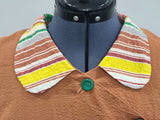 Brown Seersucker Colorful Stripe Wrap Dress <br> (B-42" W-35" H-47")