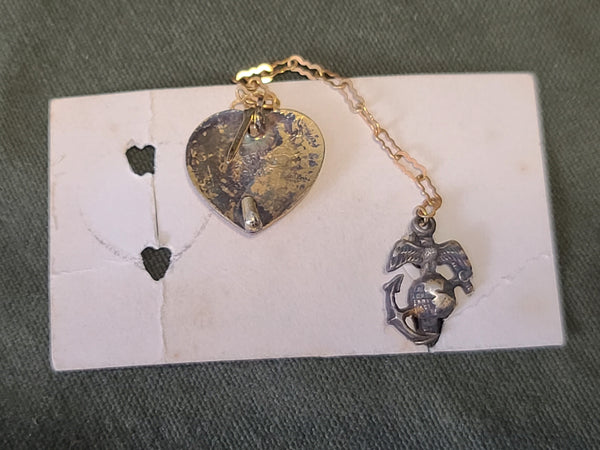 Always in my Heart USMC Sweetheart Chain Pin Sterling