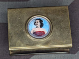 Brass Match Safe with Woman's Picture