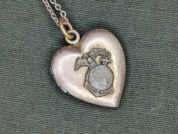 Marines Heart Shaped Locket Necklace