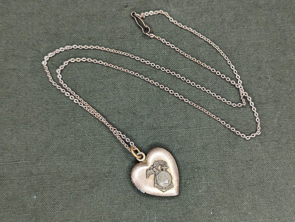 Marines Heart Shaped Locket Necklace