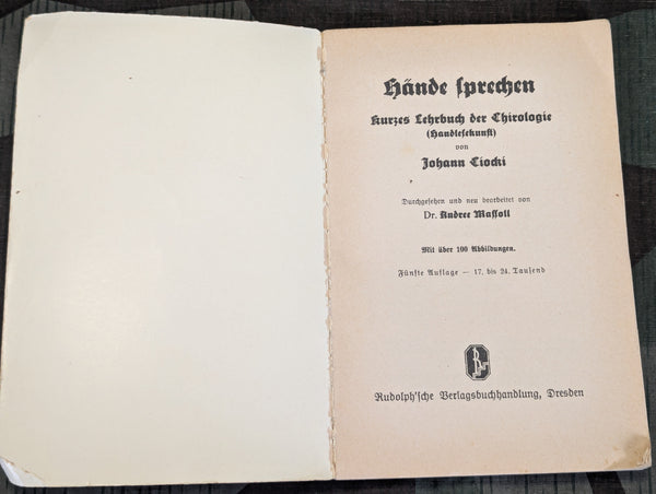 1938 German Palm Reading Book