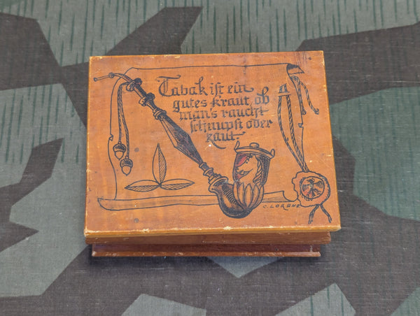 Hand Painted Wood Pipe Tobacco Box C. Lorenz
