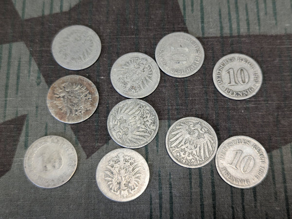 1800's 10 Deutsches Reich Pfennig (Lot of 10)