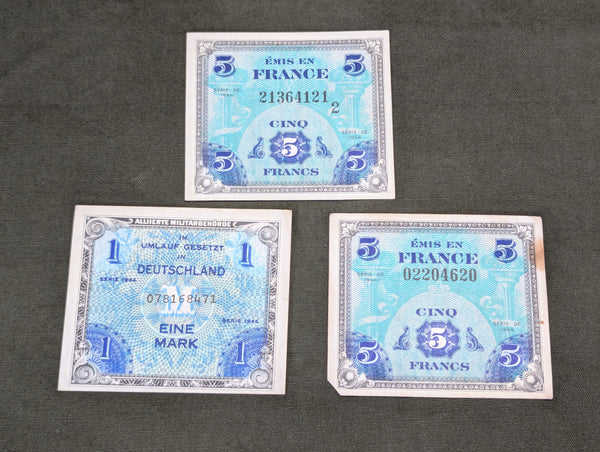 Allied Military Money 1944 France and Germany (Lot of 3)