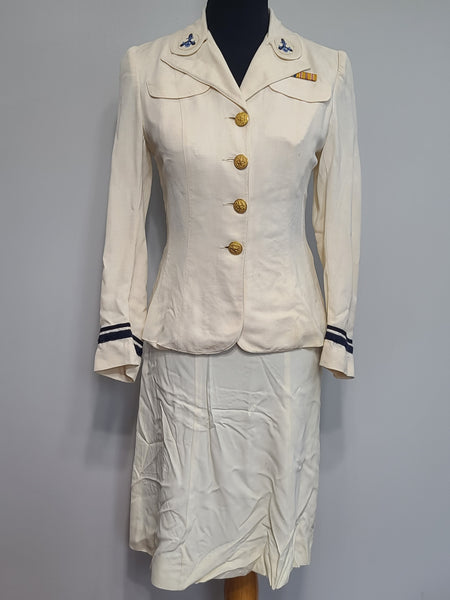 Navy WAVES White Officer Uniform Jacket & Skirt <br> (B-35" W-26" H-34")