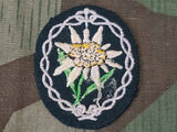 Unissued Embroidered Edelweiss Gebirgsjäger Patch Bottle Green Wool