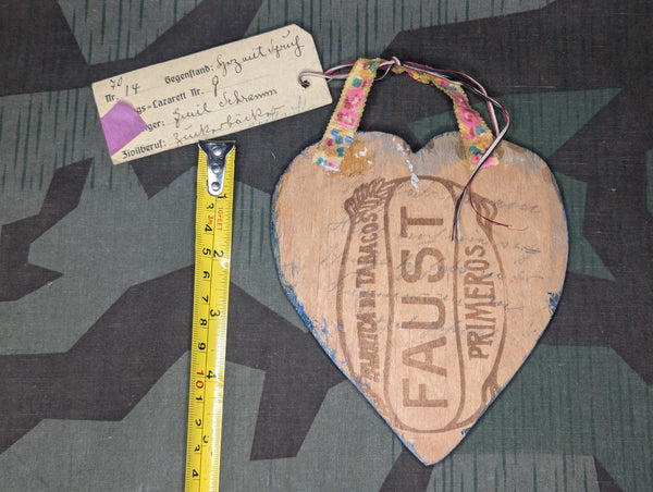Wooden Painted Heart with Lazarett Tag