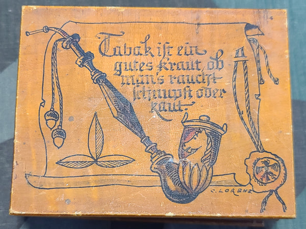Hand Painted Wood Pipe Tobacco Box C. Lorenz