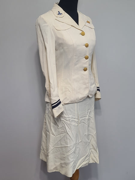 Navy WAVES White Officer Uniform Jacket & Skirt <br> (B-35" W-26" H-34")