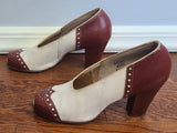 Brown and White Spectator Peep Toe Pumps 6 1/2 AA