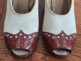 Brown and White Spectator Peep Toe Pumps 6 1/2 AA