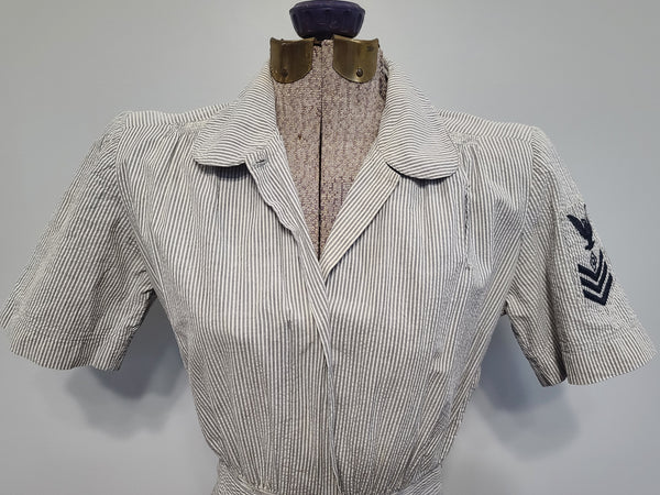 US Navy WAVES Seersucker Work Uniform Dress <br> (B-36" W-24.5" H-34")