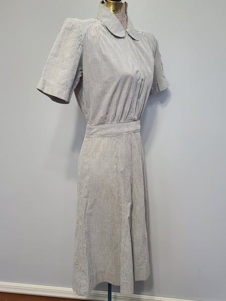 US Navy WAVES Seersucker Work Uniform Dress <br> (B-36" W-24.5" H-34")